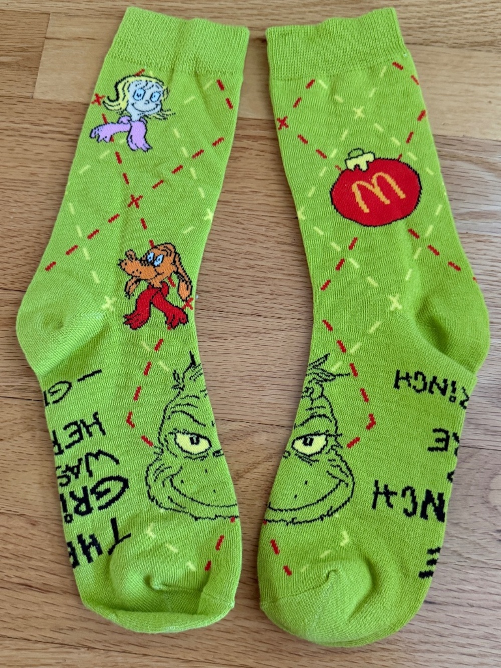 McDonalds The Grinch Meal Adult Socks Green Christmas Socks